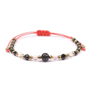 Bransoletka czarny TURMALIN Kryształ Górski HEMATYT ochrona szczęście